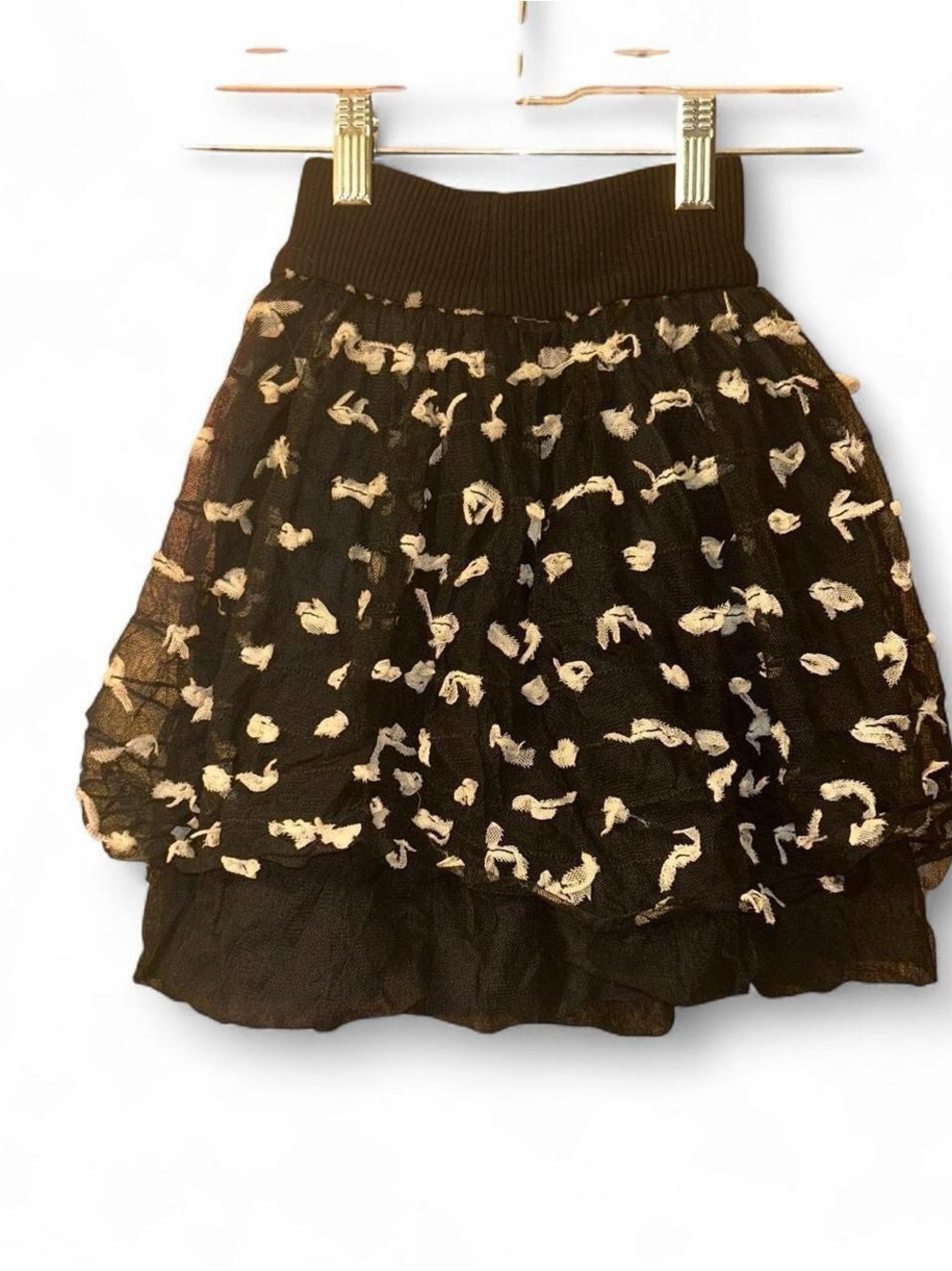 Simonetta Black Skirt with Cream Dotted Texture - Picture 2 of 7